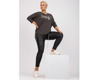 Dámská halenka s volným střihem bavlněná plus size DOROTHY khaki Khaki, Univerzální