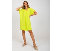 Dámské šaty s viskózou oversize SHANEN limetkové Žlutá, Univerzální