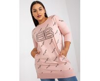 Dámská halenka s kapsami dlouhá plus size IVETTE růžová Růžová, Univerzální