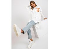 Dámská mikina oversize s kapucí MELODY oranžovo-bílá Bílá, Univerzální