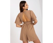 Dámský overal se šortkami RUE PARIS tmavě béžový Vícebarevný, L/XL