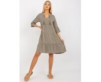 Dámské šaty s volánem a výstřihem do V BROOK khaki Khaki, XS