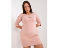 Dámské šaty plus size s nášivkou mini PATY růžové Růžová, Univerzální
