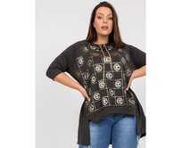 Dámská halenka s potiskem asymetrická plus size INA khaki Khaki, Univerzální