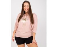 Dámská halenka s 3/4 rukávy plus size WESTON růžová Růžová, Univerzální