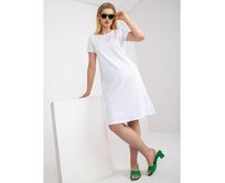 Dámské šaty s volánem na zádech bavlněné plus size ROS bílé Bílá, Univerzální