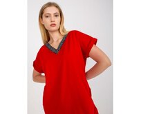 Dámská halenka s krátkými rukávy plus size ALFIE červená Červená, Univerzální