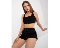 Dámský top bavlněný pruhovaný RUE PARIS černý Černá, S