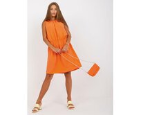 Dámské šaty s gumou ve výstřihu PINA oranžové Oranžová, Univerzální