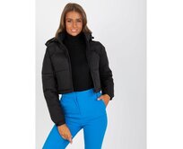 Dámská bunda s kapucí krátká zimní RENATA černá Černá, XL