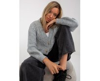 Dámský svetr s ozdobnými knoflíky OCH BELLA šedý Šedá, Univerzální