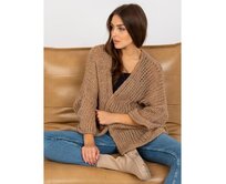Dámský svetr oversize pletený OCH BELLA tmavě béžový Vícebarevný, Univerzální