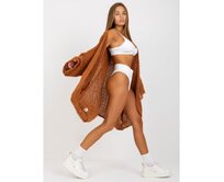 Dámský svetr oversize pletený OCH BELLA hnědý Hnědá, Univerzální