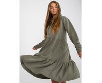 Dámské šaty s volánem rozšířené mikinové FRESH MADE khaki Khaki, M