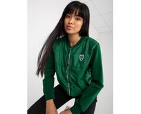 Dámská bunda bomber s kapsami prošívaná RUE PARIS tmavě zelená Tmavě zelená, S/M