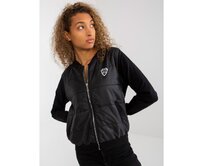 Dámská mikina bomber s nášivkou RUE PARIS černá Černá, S/M