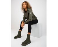Dámská bunda/mikina bomber s kapucí RUE PARIS khaki Khaki, S/M