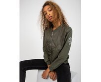 Dámská bunda/mikina bomber s kapsami RUE PARIS khaki Khaki, S/M
