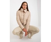 Dámská bunda z ekokůže s prošíváním ARIELLE béžová Béžová, 2XL
