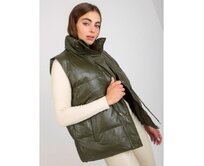 Dámská vesta z ekokůže s kapsami LENA khaki Khaki, S/M