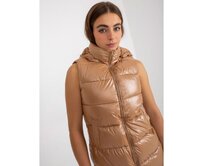 Dámská vesta s kapucí péřová APRIL hnědá Karamelová, 2XL