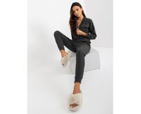 Dámské pyžamo s kalhotami pruhované JONELLE tmavě šedé Tmavě šedá, XL