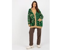 Dámský svetr oversize JESSICA zeleno-hnědý Zelená, Univerzální