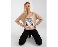 Dámský svetr s nášivkou KRYSTLE béžový Béžová, Univerzální