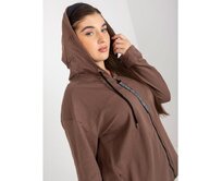 Dámská mikina plus size s kapucí a nápisem LEOLA hnědá Hnědá, Univerzální