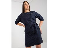 Dámské šaty elegantní plus size pruhované CONNIE námořnicky modré Námořnická modrá, 44