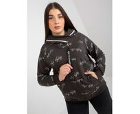 Dámská mikina s kapucí plus size s potiskem DEBORAH khaki Khaki, Univerzální