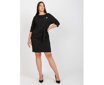 Dámské šaty plus size pruhované tužkové ALANIS černé Černá, 48