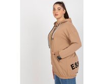 Dámská mikina plus size s nápisem na zádech BRENA hnědá Karamelová, Univerzální