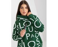 Dámská mikina s kapucí a potiskem plus size KARYN tmavě zelená Tmavě zelená, Univerzální