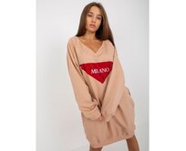 Bluza damska oversize z aplikacją z dżetów CHERE beżowa Béžová, Univerzální