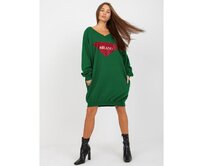Bluzka damska z aplikacją oversize LINE ciemna zieleń Tmavě zelená, Univerzální
