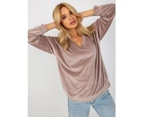 Dámská halenka s výstřihem do V RUE PARIS tmavě béžová Vícebarevný, S/M