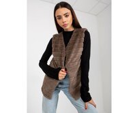 Dámská vesta s kožešinovou podšívkou Softy OCH BELLA hnědá Hnědá, 2XL