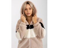 Dámská mikina na zip s kapsami RUE PARIS béžovo-černá Béžová, L/XL