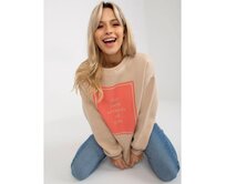 Dámská mikina s potiskem oversize MIGNON béžová Béžová, Univerzální