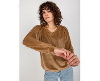 Dámská mikina s kapucí a výstřihem SOLAINE hnědá Karamelová, Univerzální
