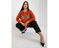 Dámská halenka s aplikacemi plus size CHERELL cihlová Vícebarevný, Univerzální