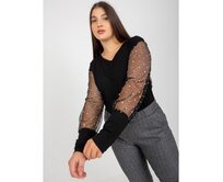 Dámská halenka se síťovanými rukávy plus size DARCIA černá Černá, 2XL
