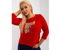 Dámská halenka s potiskem a nápisyplus size CHANTALE červená Červená, Univerzální