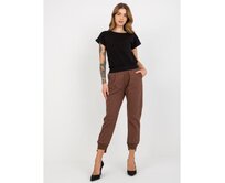 Dámské tepláky basic s elastickým pasem BRENDA hnědé Hnědá, S/M