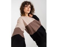 Dámská mikina s výstřihem do V RUE PARIS béžovo-černá Vícebarevný, S/M