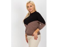 Dámská halenka s 3/4 rukávy plus size MADNY černohnědá Černá, Univerzální