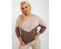 Dámská halenka plus size AMILIA béžová a hnědá Béžová, Univerzální