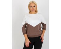Dámská halenka s 3/4 rukávem plus size DOLLIE ecru a hnědá Ecru, Univerzální