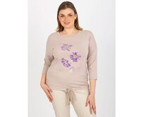 Dámská halenka a potiskem plus size TERRIE béžová Béžová, Univerzální